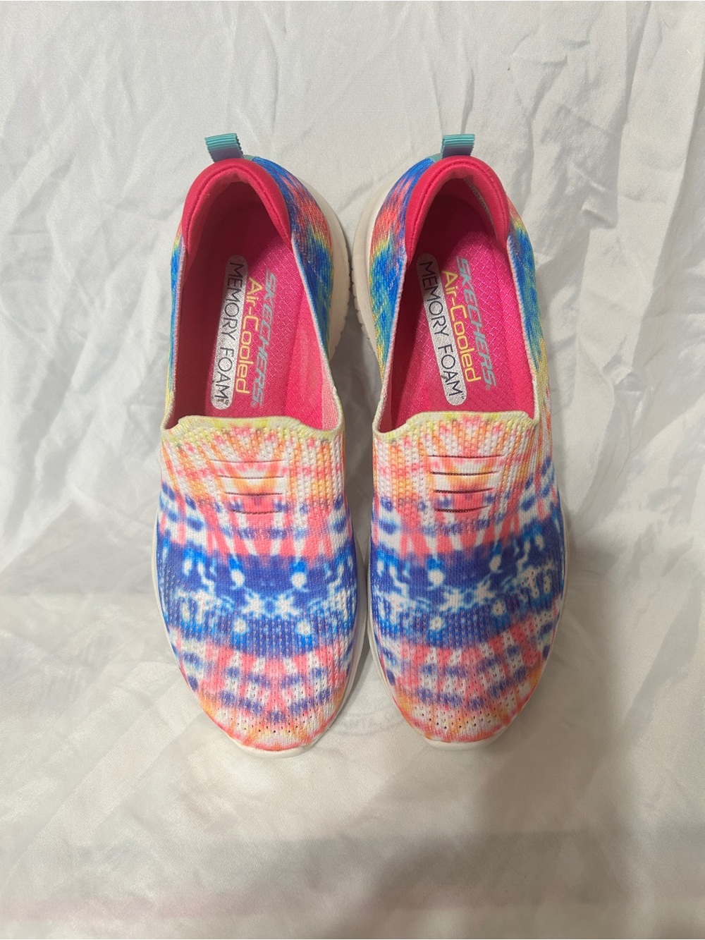 Skechers Kids Tie-Dye Slip-On Sneakers in Pink, Blue, Yellow
